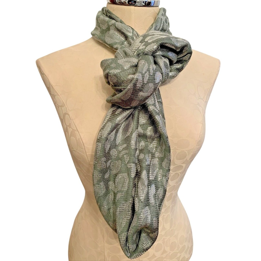 Charming Charlie Silver Gray Animal Print Infinity Scarf Loop Metallic